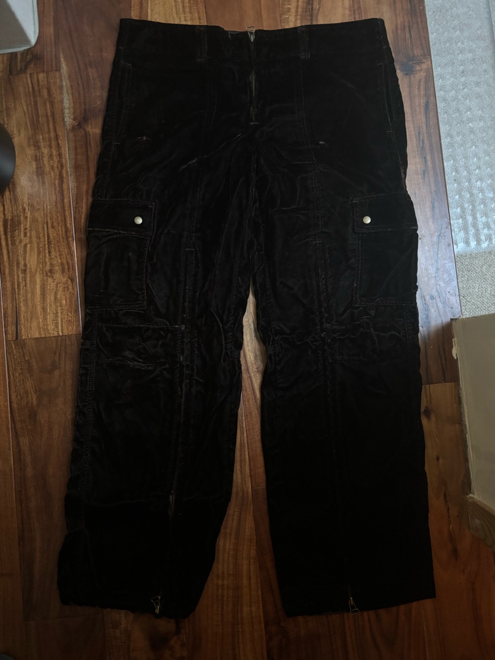 Dark Brown Corduroy Cargo Pants - Women's Casual Utility Style